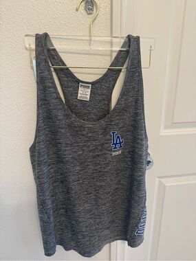 PINK Grey LA Dodgers Racerback Tank Top Size Medium